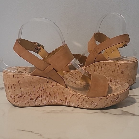 Kork-Ease Austin Tan Leather Platform Wedge Sandals Wmn's 10 Comfy Casual Summer - Picture 4 of 12